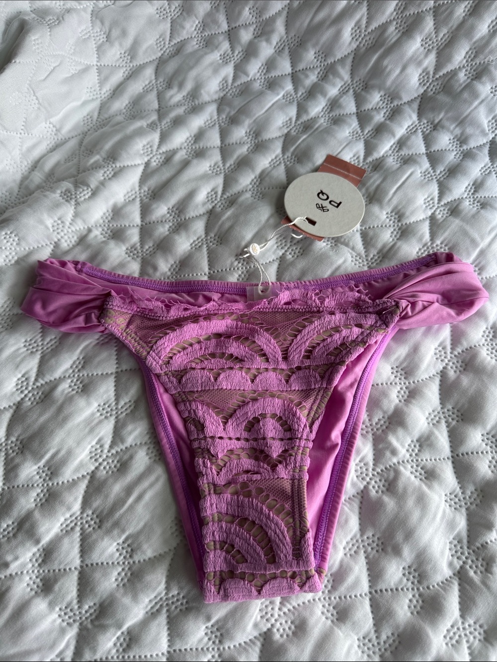 PQ Swim Pink Lace-Front Bikini Panty